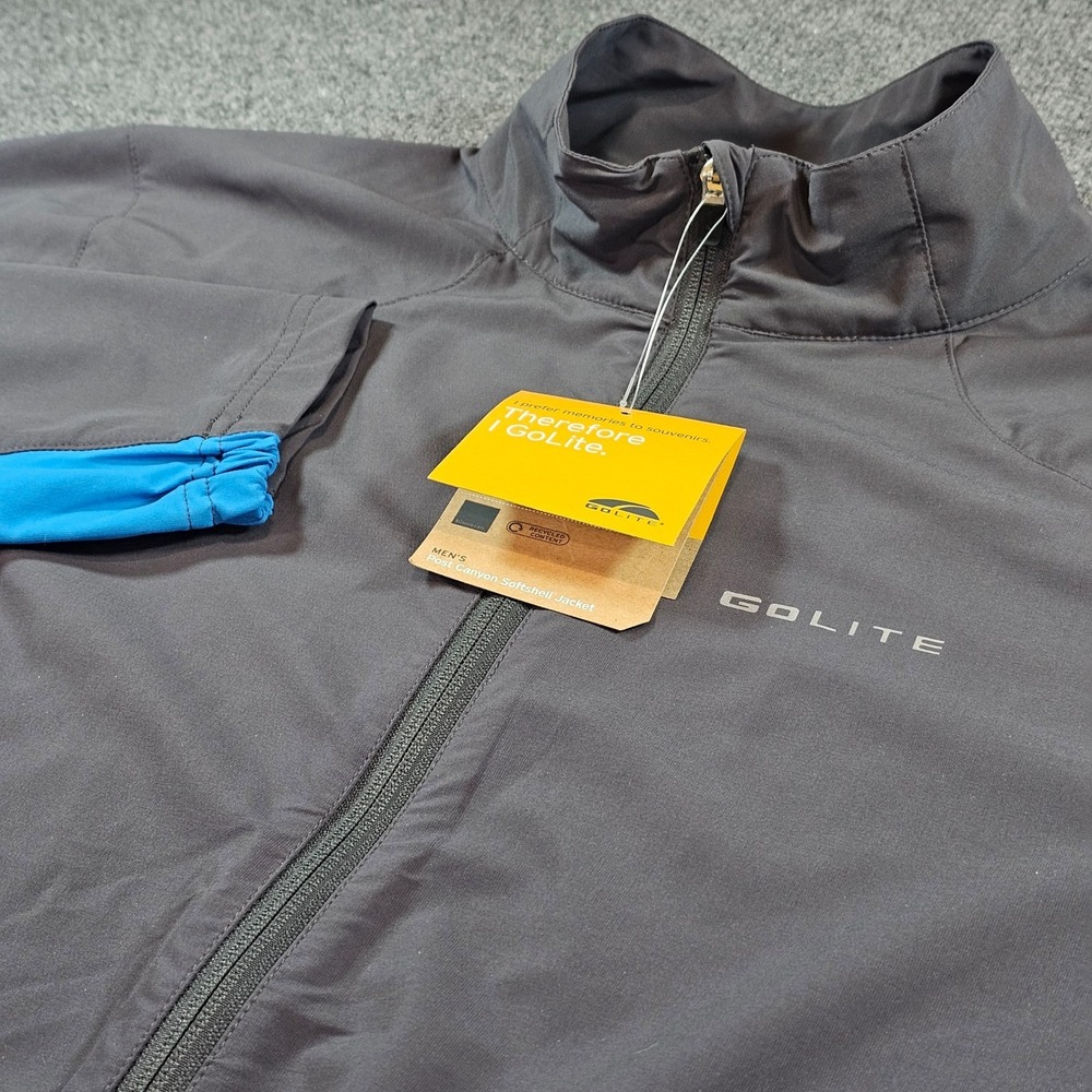 GoLite Post Canyon Softshell Jacket Mens XL Granite Bright Blue 109004111 NWT